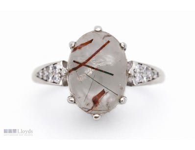 NATURAL RUTILE QUARTZ RING ON 925 SILVER - WITH CE...
