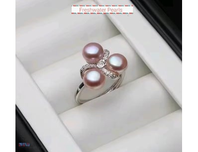 925 SILVER ADJUSTABLE RING WITH 3 FRESHWATER PEARL...