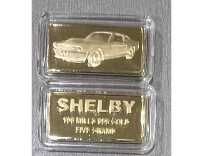 5 GRAM AWESOME MUSCLE CAR INGOT ``SHELBY`` GOLD PL...