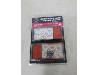 Box of checkerplate trailer lamps 12v, unknown qua...
