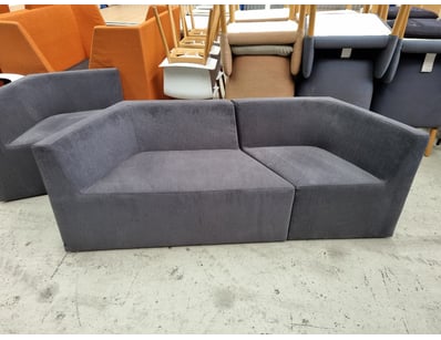 Modern two-seater modular sofa in charcoal grey up...