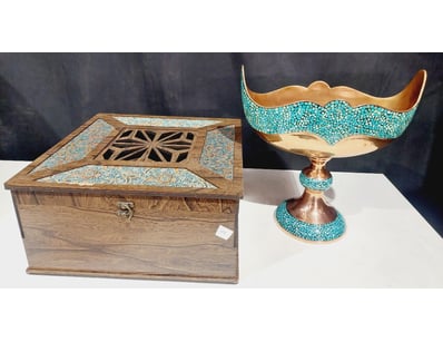 PERSIAN FIROOZEH KOOBI (TURQUOISE INLAY) PEDESTAL ...