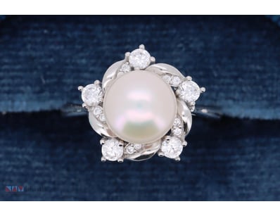 SOUTH SEA PEARL RING ON 925 SILVER - WITH CERTIFIC...