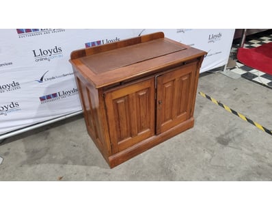 Victorian-era timber cabinet with two panelled doo...