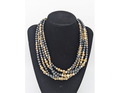 GOLD PLATED HERMATITE & FRESHWATER PEARL NECKLACE...