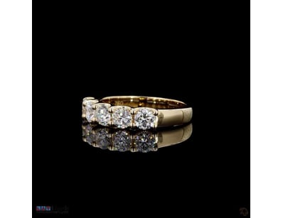 1.40 CT ROUND FIVE-STONE BAND RING IN 18KT YELLOW ...