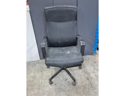 Leather style office chair, black finish.

