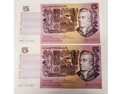 AUSTRALIAN $5 BANKNOTES, R206A (UNC)

CV : $220...