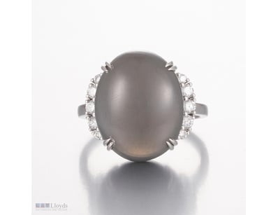 14CT WHITE GOLD MOONSTONE AND DIAMOND COCKTAIL RIN...