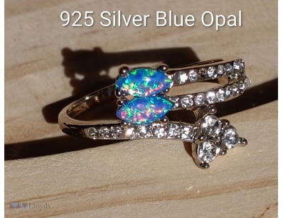925 SILVER RING WITH BLUE LAB CREATED FIRE OPAL SI...