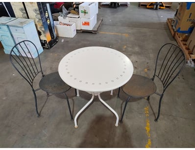 Bistro-style outdoor dining set comprising one rou...