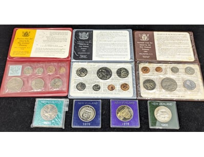 THREE NEW ZEALAND UNCIRCULATED COIN SETS AND FOUR ...