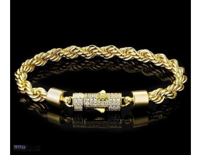 YELLOW GOLD PLATED  STAINLESS STEEL    ROPE BRACEL...