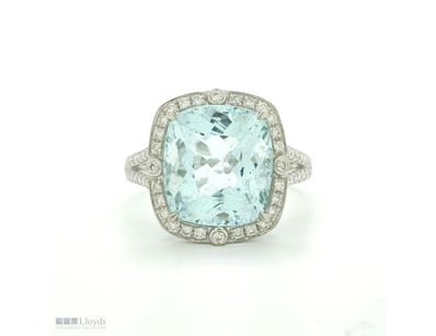 9CT WHITE GOLD BRAZILIAN AQUAMARINE AND DIAMOND HA...