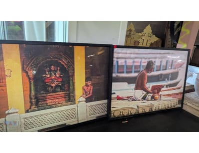 Framed photographic diptych featuring compelling d...