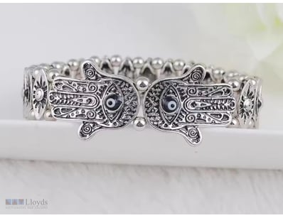 SILVER COLOR THE HAND AND EYE STRETCH BRACELET    ...
