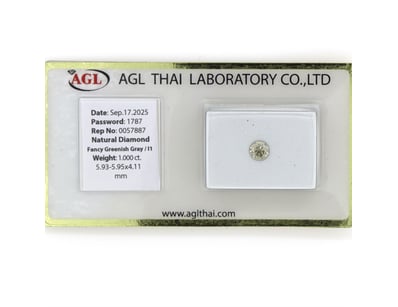 1.00CT CERTIFIED, NATURAL FANCY GREEN/GREY DIAMOND...