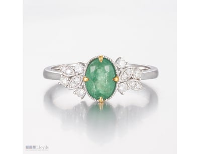 14CT WHITE GOLD BRAZILIAN EMERALD AND DIAMOND ANTI...