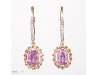 14CT ROSE GOLD PINK CEYLON SAPPHIRE AND DIAMOND DO...