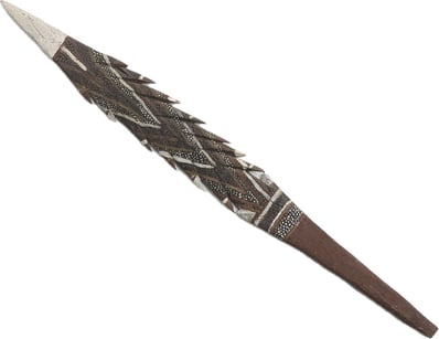 INDIGENOUS AUSTRALIAN CEREMONIAL SPEAR WITH FEATHE...