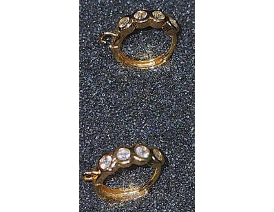 11 TCW DRESSY SLEEPER EARRINGS . CZ AND GOLD PLATE...
