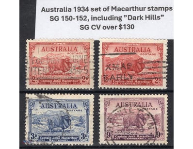 Australia 1934 Macarthur Stamps Set Sg 150-152 Inc...