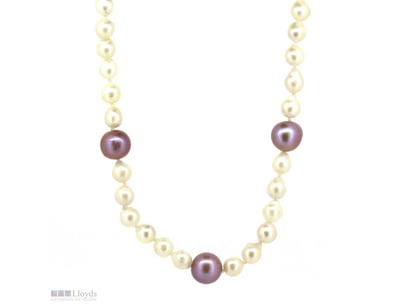 14K YELLOW GOLD, WHITE/PINK FRESH WATER PEARL AND ...