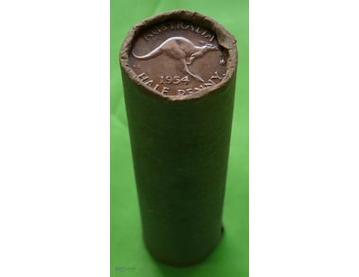 ROLL OF 1954 QEII, AUSTRALIAN HALF PENNY (50X CIRC...