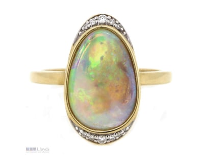 14K YELLOW GOLD, 2.26CT ANDAMOOKA OPAL AND DIAMOND...