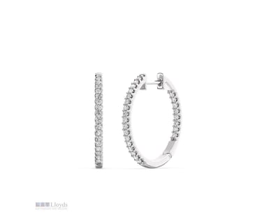 1/2 CARAT WHITE GOLD LAB GROWN DIAMOND HOOP EARRIN...