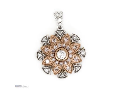 14K WHITE/ROSE GOLD, FANCY PINK DIAMOND AND DIAMON...
