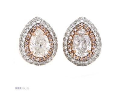 14K WHITE/ROSE GOLD, PINK DIAMOND AND DIAMOND, HAL...