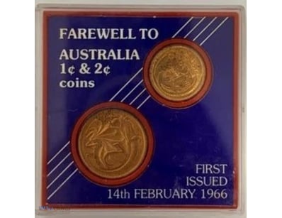 FAREWELL TO AUSTRALIA 1C AND 2C COIN SET - DECEASE...