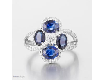 14CT WHITE GOLD AUSTRALIAN SAPPHIRE AND DIAMOND CL...