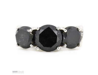 14K WHITE GOLD, BLACK DIAMOND AND DIAMOND, TRILOGY...