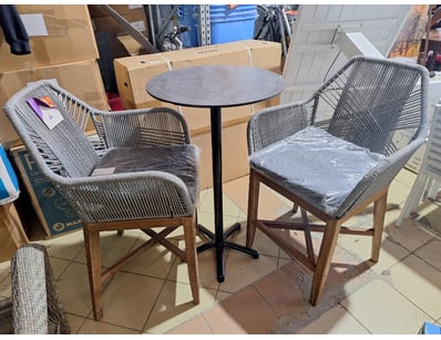 Outdoor Table, Timber & Rattan Style, Brown Finish...