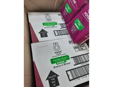 Poise pads, two boxes and two packs.

SOLD AS LOT....