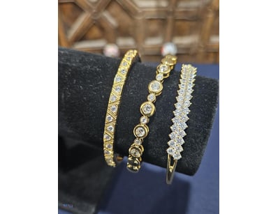 3XPCS YELLOW GOLD PLATED BANGLES WITH CUBAIC ZIRCO...