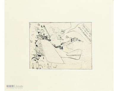SATIRICAL INK DRAWING - CLASSICAL FIGURES IN MYTHO...