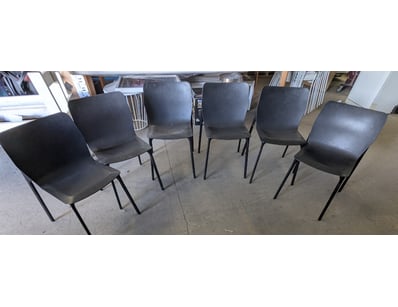 Set of 6 modern black dining chairs featuring mold...