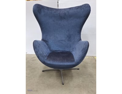 Egg Chair, Blue Fabric, Steel Legs And Frame, On S...