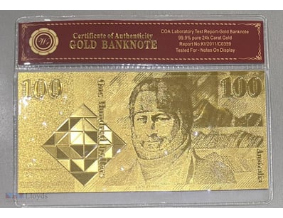 AUSTRALIA $100 DOLLAR 24K GOLD PLATED-AUSTRALIAN R...