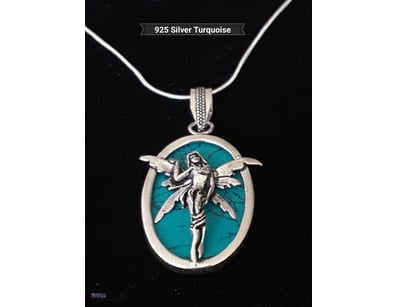 925 SILVER TURQUOISE ANGEL PENDANT ON SILVER CHAIN...