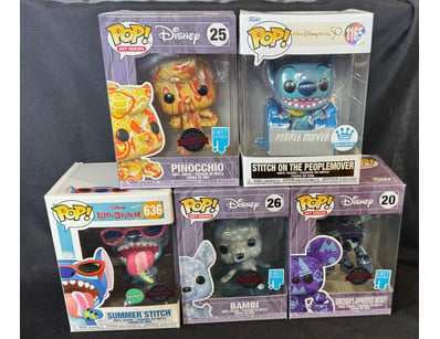 LOT OF 5 DISNEY FUNKO POP VINYL FIGURES - ART SERI...