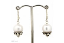 Sterling Silver And Faux Pearl, Drop Earrings.