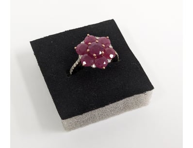 ONE STAMPED 14CT ROSE GOLD AND DIAMOND DRESS RING....