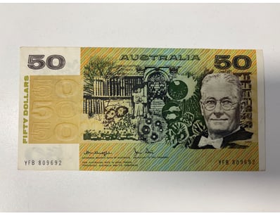 AUSTRALIAN $50 NOTE - PAPER BANKNOTE, R507 (VF)
...