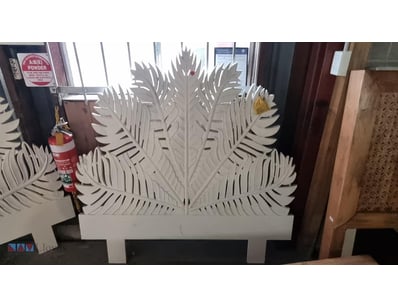 1 only Striking white decorative headboard featuri...