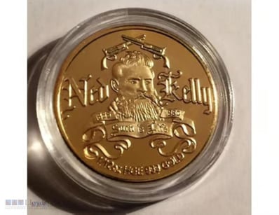 NEW "NED KELLY #4" 1/10TH OZ -GOLD PLATED COINS-HG...