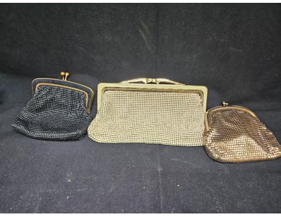 COLLECTION OF FOUR MESH BEADED EVENING BAGS WITH M...